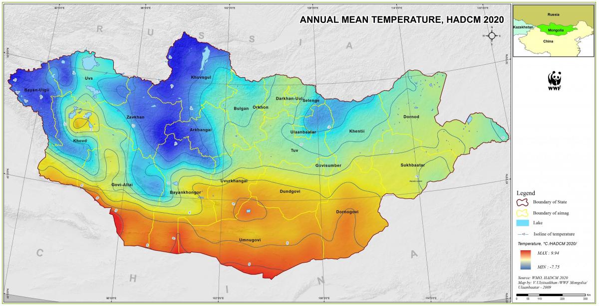 地図のモンゴルでの気候 