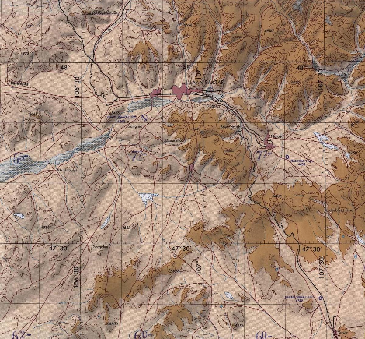 地図のモンゴル地形