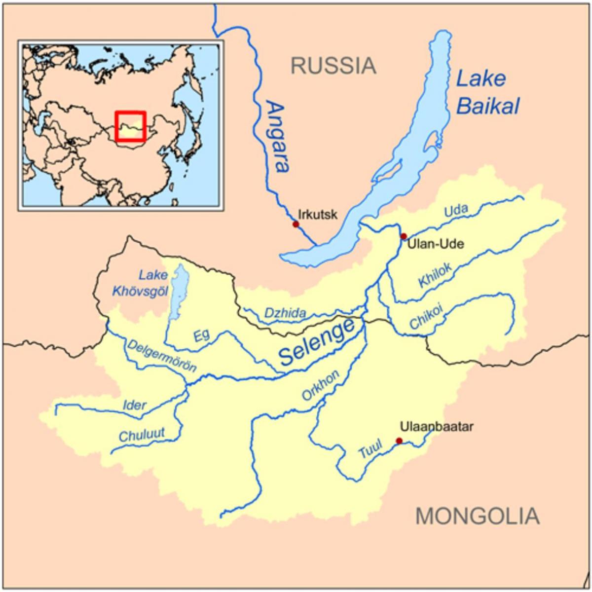 地図のモンゴル川