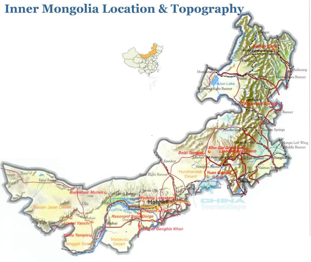 外モンゴルの地図