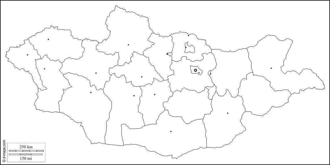 白地図のモンゴル