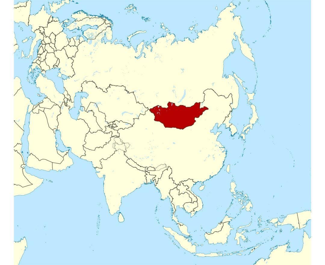 場所モンゴルの世界地図