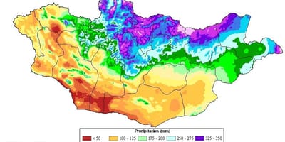 地図モンゴルの人口密度