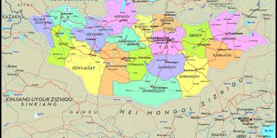 物理地図のモンゴル