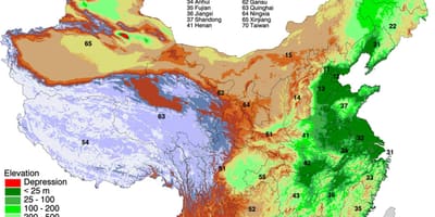 モンゴルの地図標高