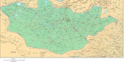地図のモンゴル道路