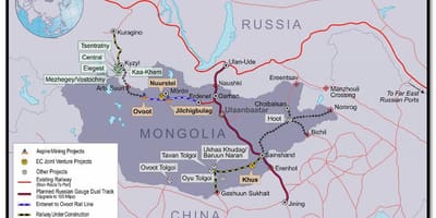 モンゴル鉄道の地図