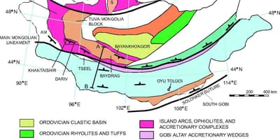 地図を地質図のモンゴル